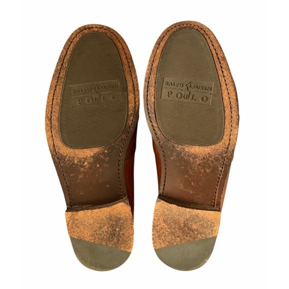 Polo Ralph Lauren Vintage Brown Leather Loafers Luxury Classic Mens Size 11 EE main image 5
